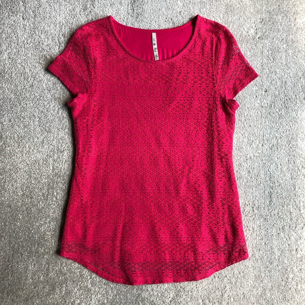 Leo & Nicole - Pink Lace Shirt